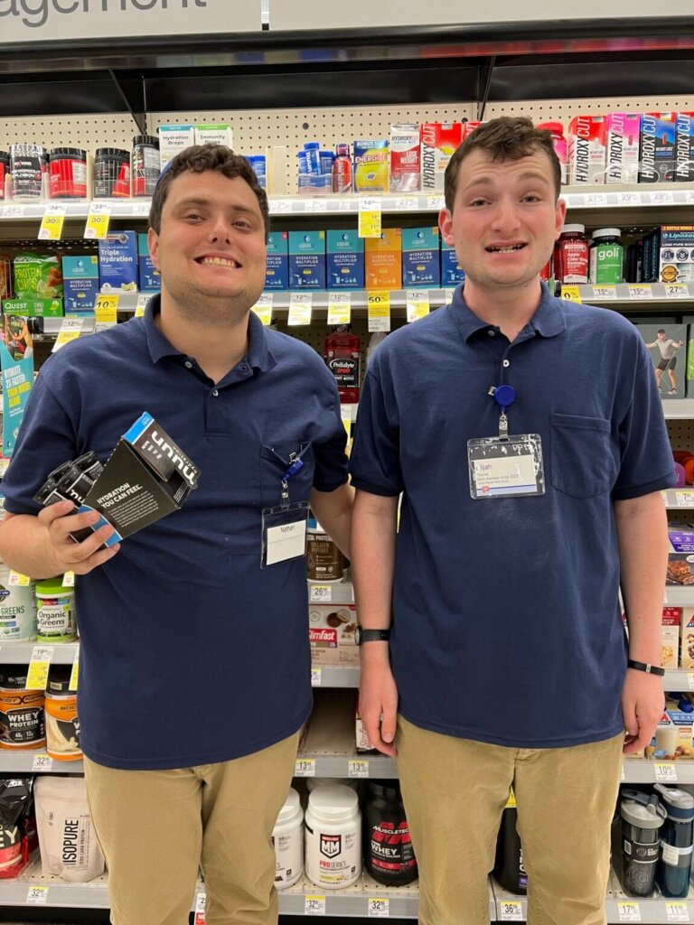 Participants in the ‘atzmayim’ program at work at Trigg's grocery story in Eagle River, Wisconsin